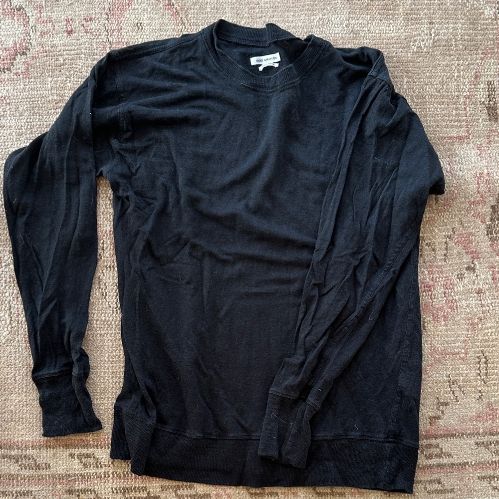 Isabel Marant Black Long-Sleeve Linen Top